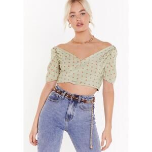 Nasty Gal Polka Dot Smocked Crop Top Size 6
